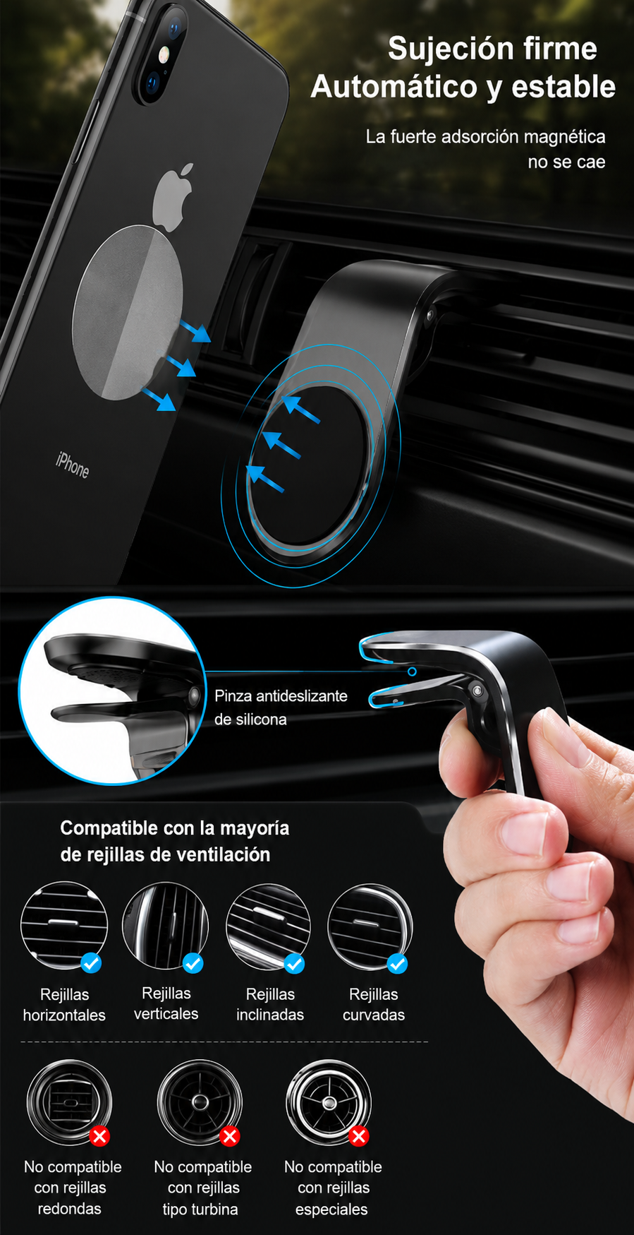 Soporte Magnético para iPhone y Samsung – Auto