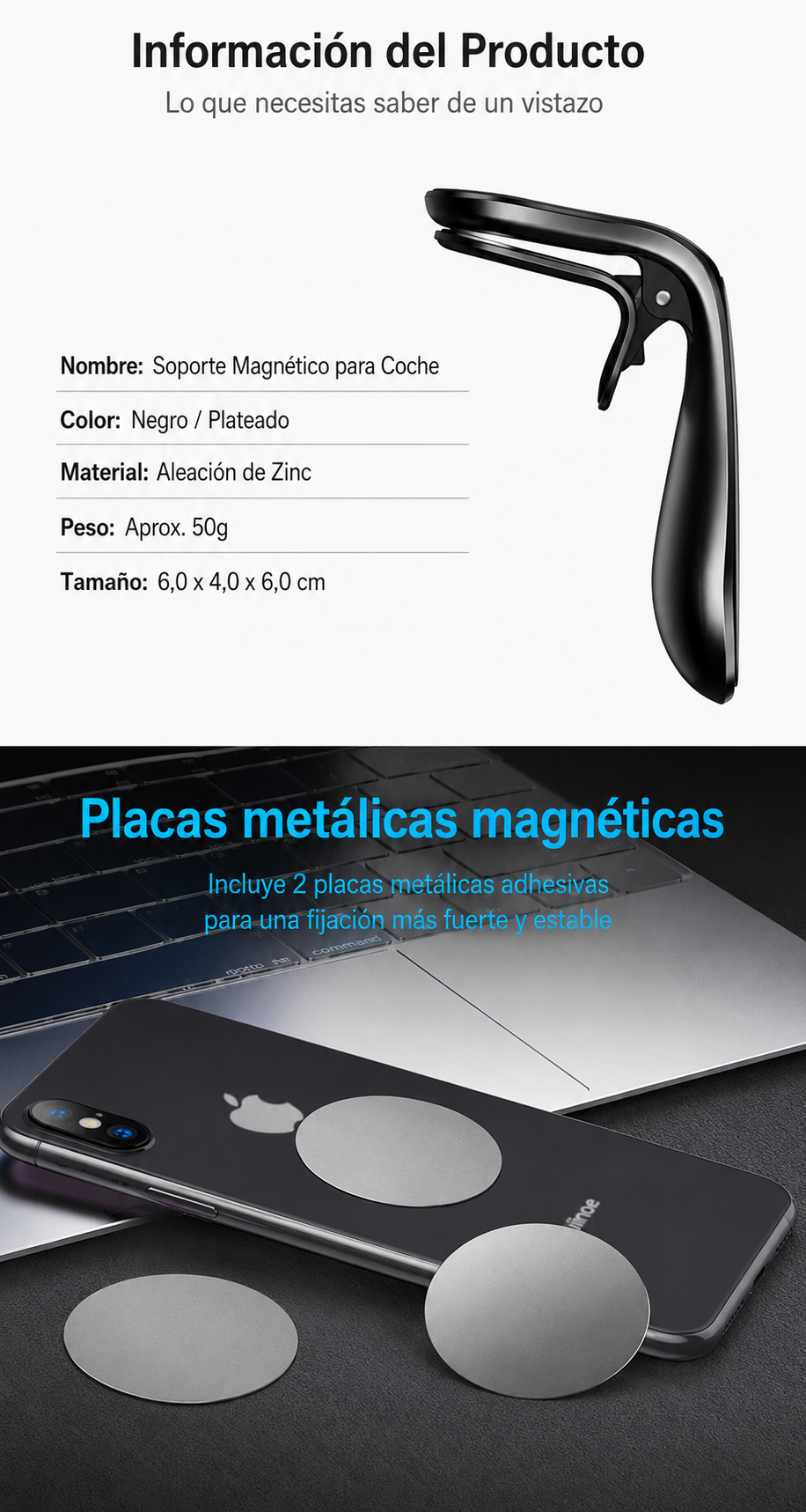 Soporte Magnético para iPhone y Samsung – Auto