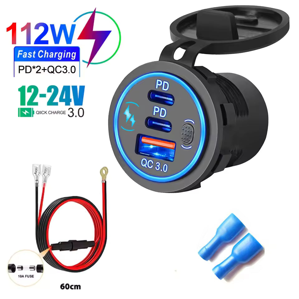 CARGADOR USB 3 PUERTOS DE CARGA RAPIDA