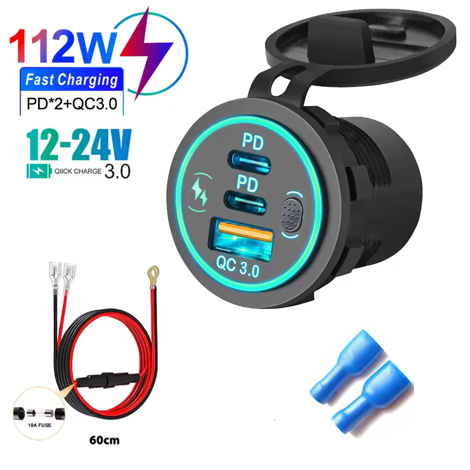 CARGADOR USB 3 PUERTOS DE CARGA RAPIDA