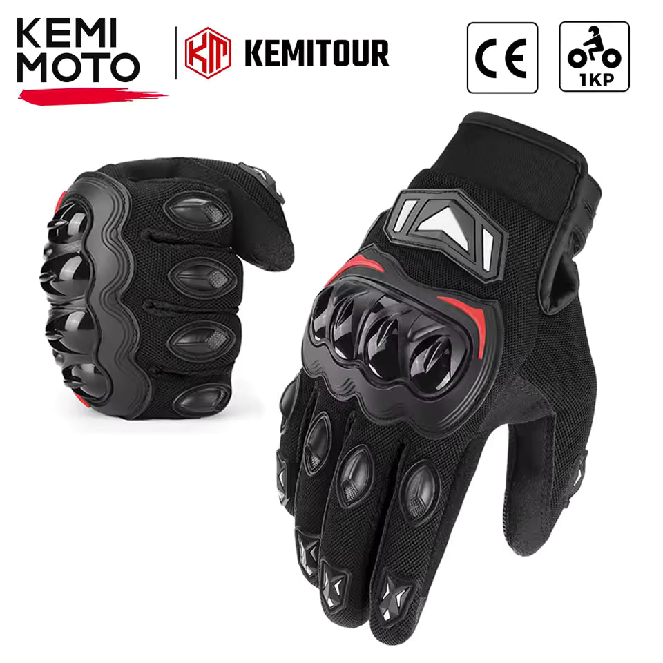 Guantes de Moto de Verano KEMIMOTO CE – Transpirables con Nudillos Reforzados y Pantalla Táctil para Motocross, ATV y UTV