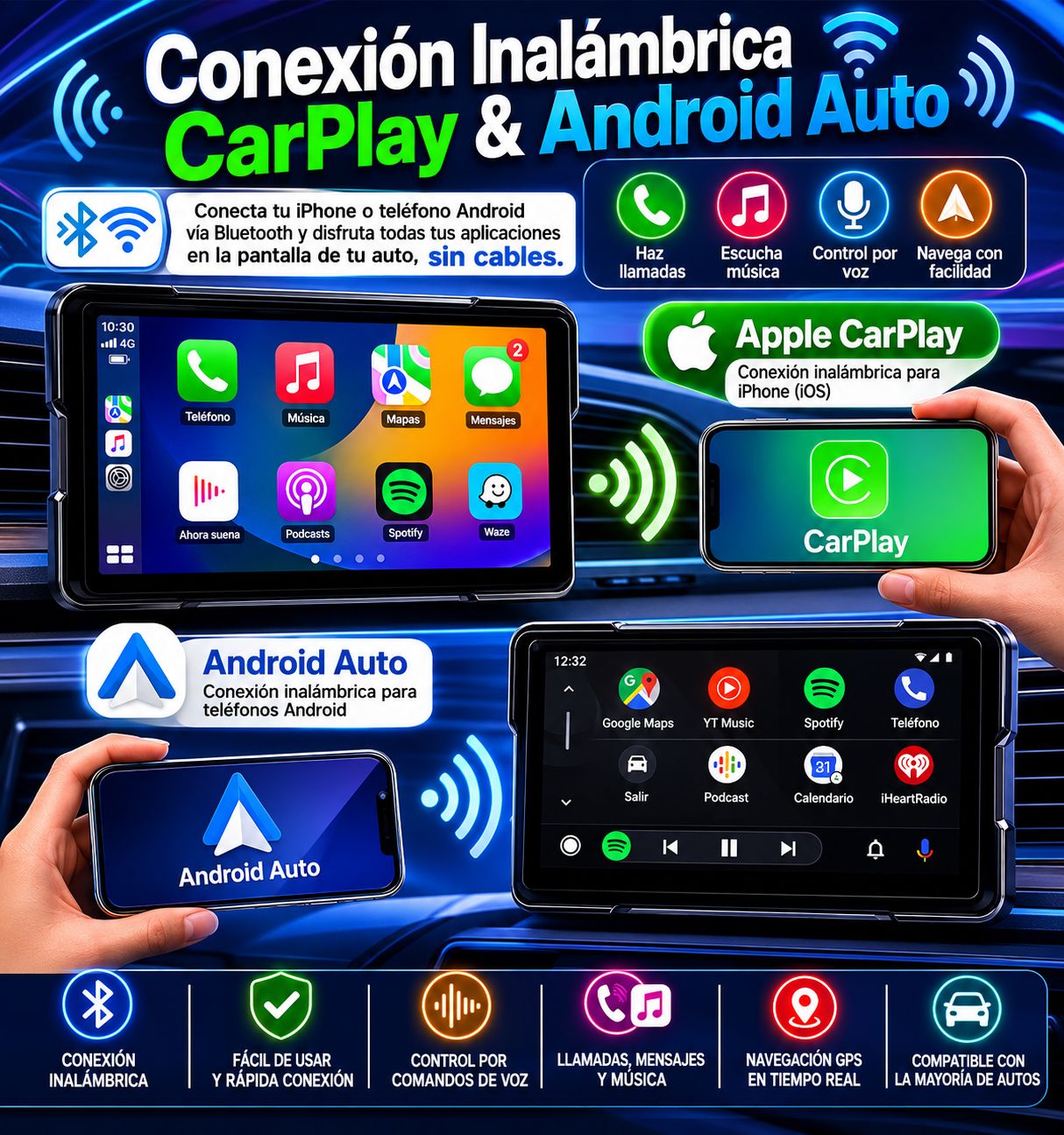 Pantalla Portátil Jansite 5/7” para Moto – CarPlay y Android Auto Inalámbrico con GPS, DVR y Resistencia IPX7