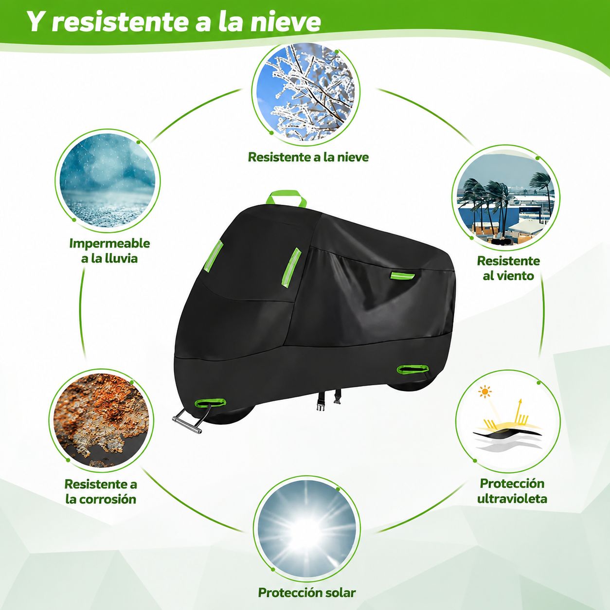 Funda Impermeable para Moto con Protección UV – Cubierta Resistente de Poliéster Grueso para Motocicleta y Bicicleta