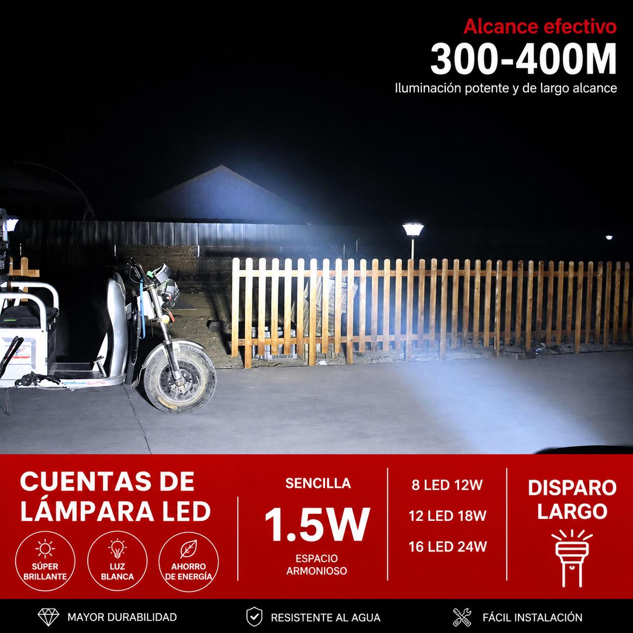 Faro LED Auxiliar Moto 8/12/16 Luces – Antiniebla Impermeable Alta Potencia