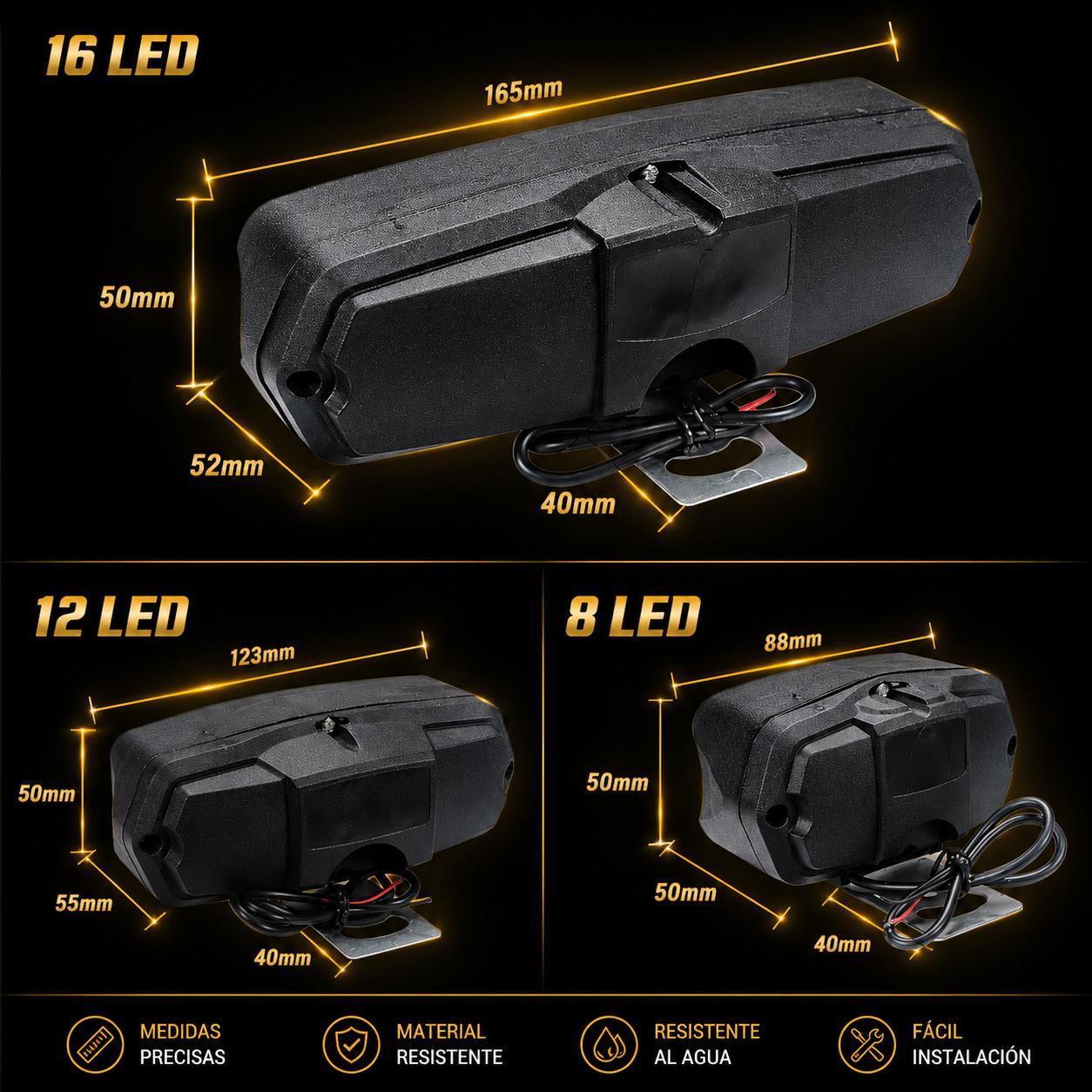 Faro LED Auxiliar Moto 8/12/16 Luces – Antiniebla Impermeable Alta Potencia