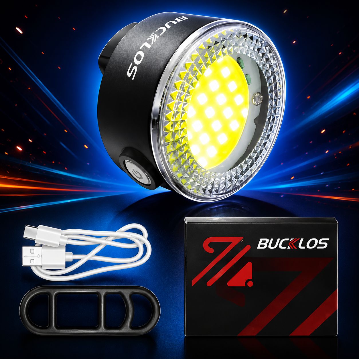 Juego de Luces LED USB para Bicicleta BUCKLOS COB – Delantera y Trasera Recargable de Seguridad