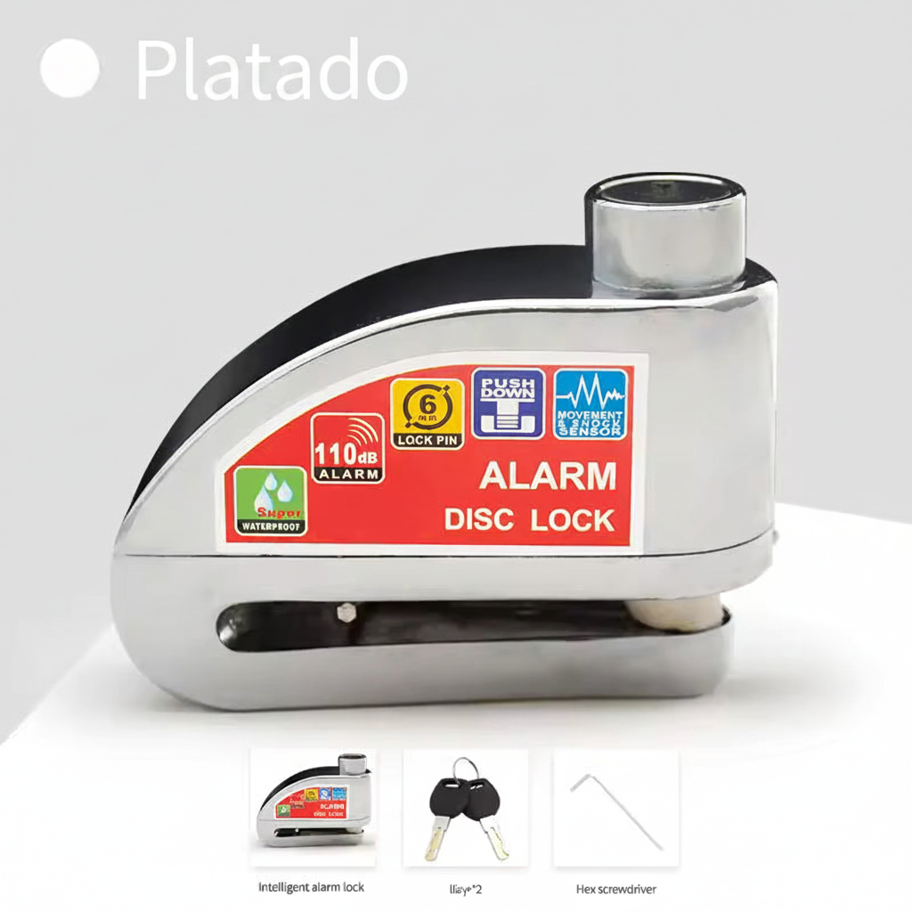Candado de Disco Alarma Plateado - Español