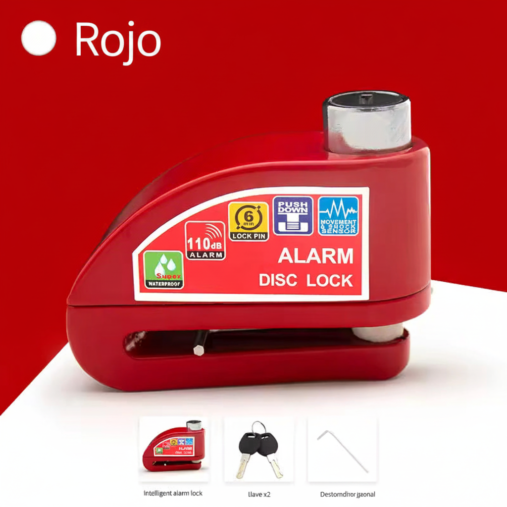 Candado de Disco Alarma Rojo - Español