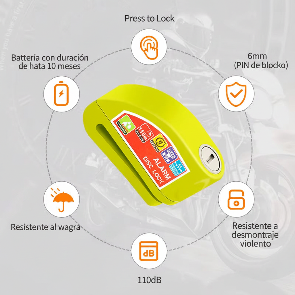 Candado de Disco con Alarma en Español