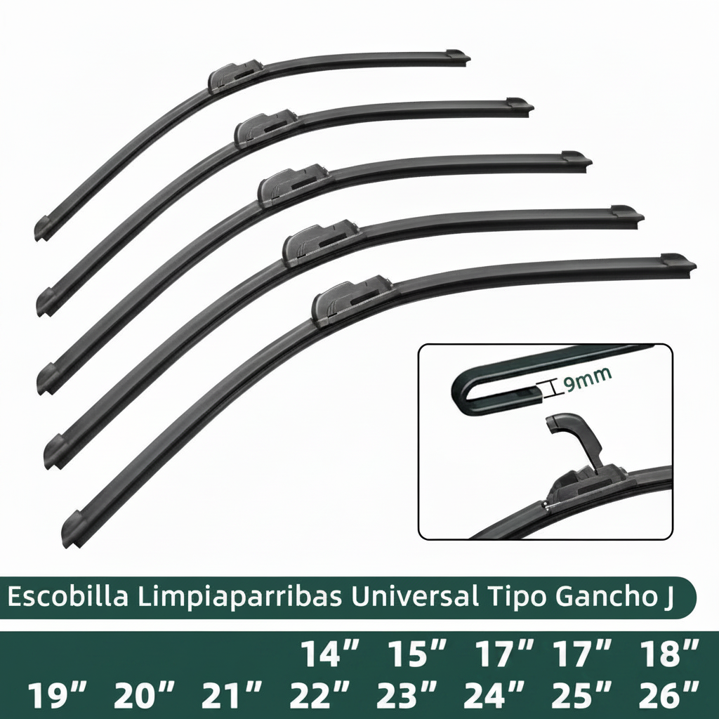 Escobilla Limpiaparabrisas Universal Tipo Gancho J - Verde Marino