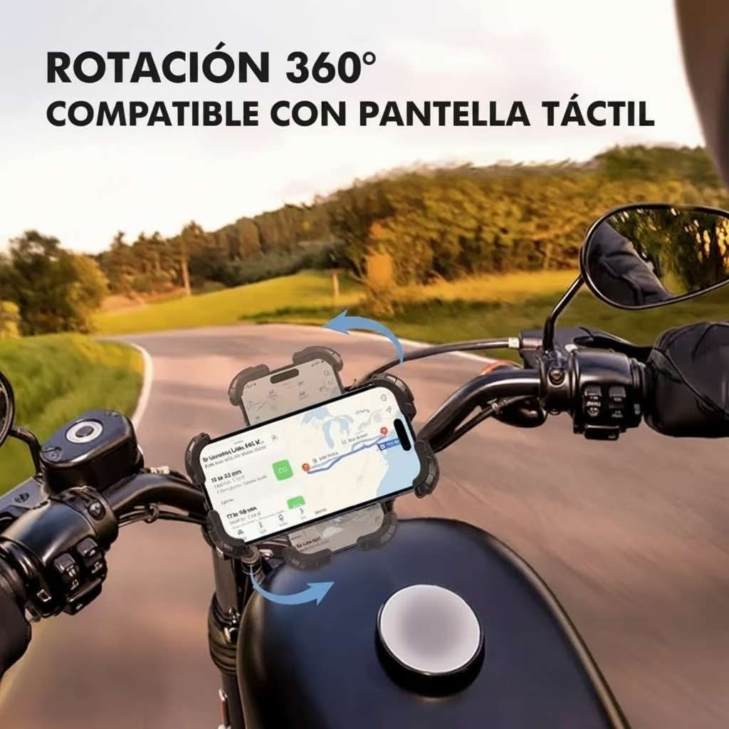 Soporte de móvil para moto - Rotación 360° con Pantalla Táctil